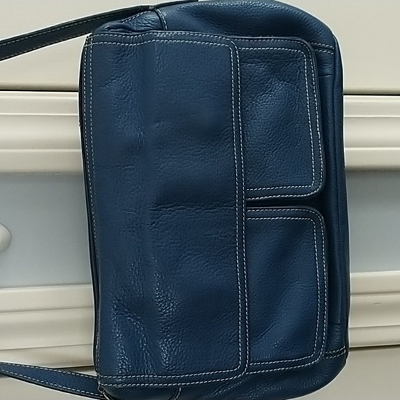 Tignanello Blue Pebble Leather Crossbody Bag - Picture 1 of 13